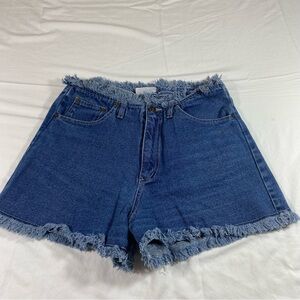 JUKEBOX Highest Rise Frayed Shorts Boho  size 11-12 Blue Denim Distressed